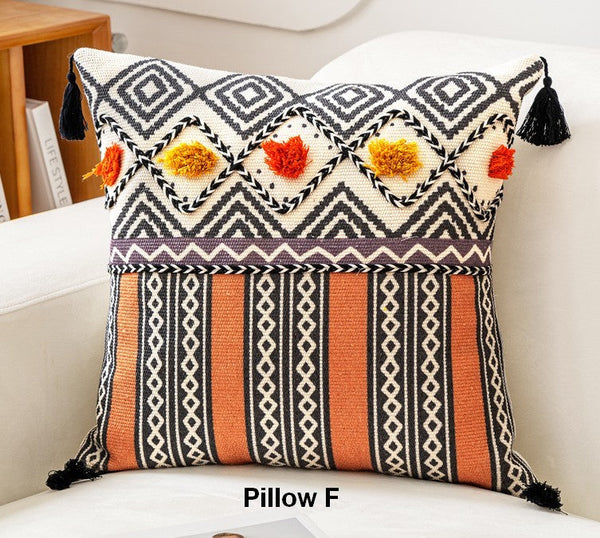 Geometric Modern Pillows, Decorative Throw Pillows for Living Room, Bohemian Decorative Sofa Pillows, Oriental Square Pillows for Couch-artworkcanvas
