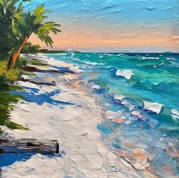 Small Palette Knife Oil Paintings, Easy Landscape Painting Ideas, Simple Small Canvas Paintings, Original Small Landscape Paintings, Florida Seashore Beach Painting, Heavy Texture Canvas Art-artworkcanvas