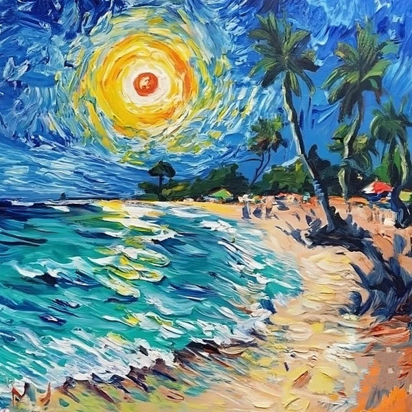 Small Palette Knife Oil Paintings, Original Small Landscape Paintings, Florida Seashore Beach Painting, Easy Landscape Painting Ideas, Simple Small Canvas Paintings, Heavy Texture Canvas Artwork-artworkcanvas