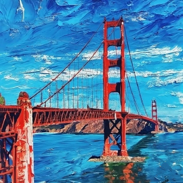 Simple Small Canvas Paintings, Golden Gate Bridge Painting, Original Small Landscape Paintings, Heavy Texture Canvas Art, Small Palette Knife Oil Paintings, Easy Landscape Painting Ideas-artworkcanvas
