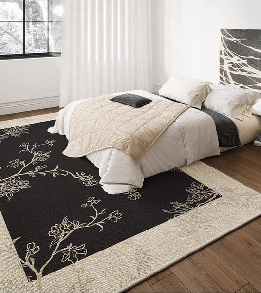 Bedroom Modern Rugs, French Style Flower Pattern Rugs for Interior Design, Contemporary Modern Rugs under Dining Room Table, Flower Pattern Modern Rugs for Living Room-artworkcanvas