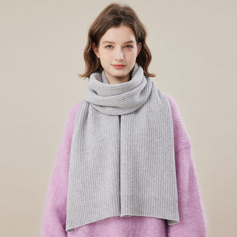 Warm Winter Scarf, Soft Cashmere Scarf for Women, Casual Scarf for Women, Cold Weather Scarf, Fashion Designer Scarf, Green White Grey Wool Scarf for Women-artworkcanvas