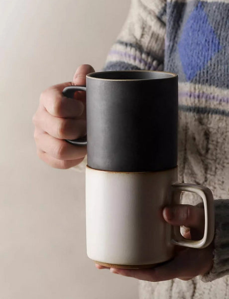 Modern Handmade Pottery Coffee Cup, Large Capacity Coffee Mugs, Unique Tea Cup, Creative White Black Ceramic Coffee Mugs-artworkcanvas