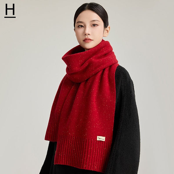 Casual Scarf for Women, Cold Weather Scarf, Fashion Designer Scarf, Red Winter Scarf, Modern Wool Scarf for Women, Soft Cashmere Scarf for Women-artworkcanvas