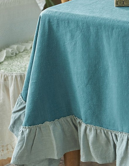 Extra Large Rectangle Tablecloth for Dining Room Table, Blue Modern Long Table Cover, Ramie Tablecloth for Home Decoration, Square Tablecloth for Round Table-artworkcanvas