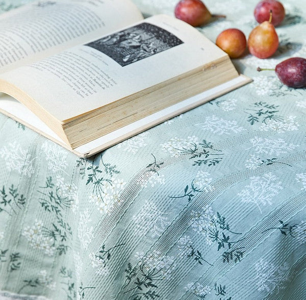 Extra Large Green Rectangle Tablecloth Ideas for Dining Room Table, Rustic Farmhouse Table Cover for Kitchen, Flower Pattern Tablecloth for Round Table-artworkcanvas
