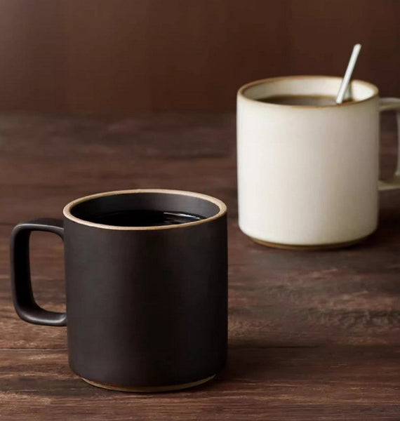 Modern Handmade Pottery Coffee Cup, Large Capacity Coffee Mugs, Unique Tea Cup, Creative White Black Ceramic Coffee Mugs-artworkcanvas