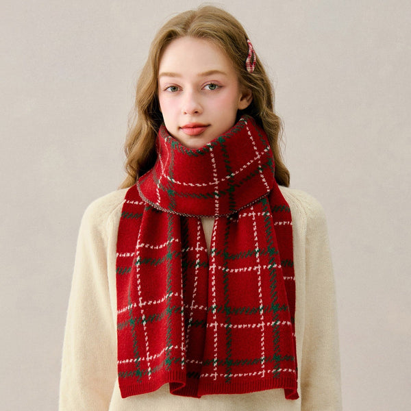 Red Soft Wool Scarf for Women, Winter Wool Scarf, Unique Christmas Gift for Girl, Cold Weather Scarves, Modern Wool Scarf for Women, Casual Scarf for Women