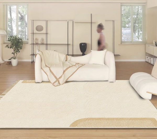 Cream Color Geometric Modern Rugs, Contemporary Soft Rugs for Living Room, Bedroom Modern Rugs, Modern Rugs for Dining Room-artworkcanvas