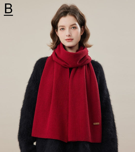 Fashion Designer Scarf, Cold Weather Scarf, Casual Scarf for Women, Red Winter Scarf, Modern Wool Scarf for Women, Soft Cashmere Scarf for Women-artworkcanvas