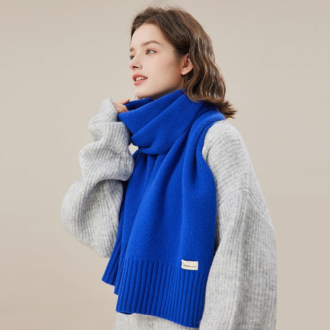 Blue Casual Scarf for Women, Modern Winter Scarf, Fashion Designer Scarf, Cold Weather Scarf, Wool Scarf for Women, Soft Cashmere Scarf for Women-artworkcanvas