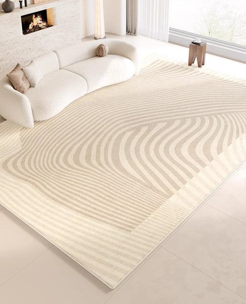 Cream Color Rugs under Dining Room Table, Abstract Area Rugs for Living Room, Geometric Contemporary Modern Rugs Next to Bed, Modern Carpets for Kitchen-artworkcanvas