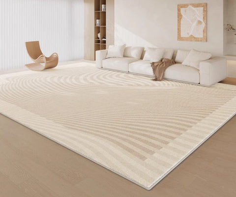 Cream Color Rugs under Dining Room Table, Abstract Area Rugs for Living Room, Geometric Contemporary Modern Rugs Next to Bed, Modern Carpets for Kitchen-artworkcanvas