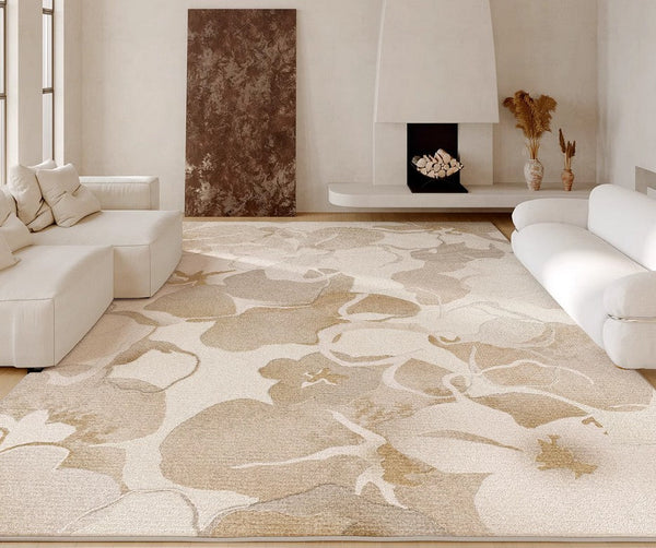 Soft Rugs for Bedroom, Contemporary Modern Rugs under Dining Room Table, French Style Modern Rugs for Interior Design, Flower Pattern Modern Rugs for Living Room-artworkcanvas