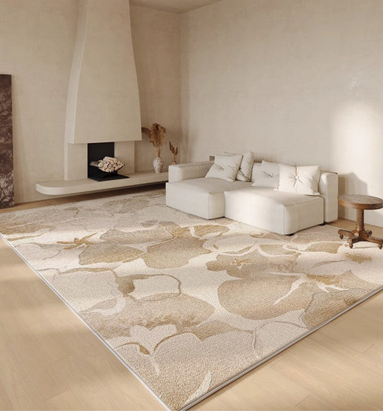 Bedroom Modern Soft Rugs, French Style Modern Rugs for Interior Design, Contemporary Modern Rugs under Dining Room Table, Flower Pattern Modern Rugs for Living Room-artworkcanvas