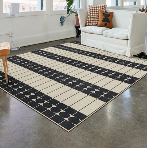 Modern Rugs for Dining Room, Mid Century Modern Rugs Next to Bed, Thick Contemporary Rugs for Bedroom, Modern Carpets for Living Room-artworkcanvas