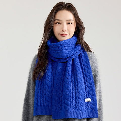 Modern Winter Scarf, Blue Casual Scarf for Women, Fashion Designer Scarf, Cold Weather Scarf, Wool Scarf for Women, Soft Cashmere Scarf for Women-artworkcanvas