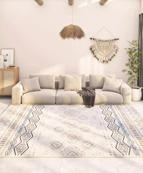 Washable Bathroom Runner Rugs, Morocco Contemporary Rug Ideas for Living Room, Modern Runner Rugs Next to Bed, Large Modern Rugs for Dining Room-artworkcanvas