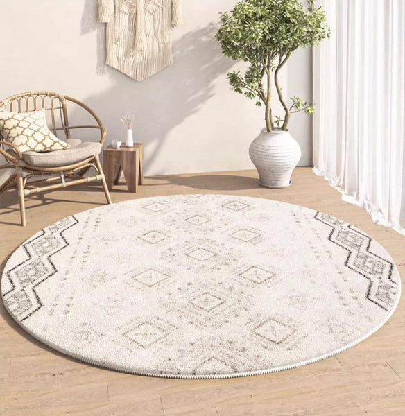 Thick Circular Modern Rugs under Sofa, Geometric Modern Rugs for Bedroom, Modern Round Rugs under Coffee Table, Abstract Contemporary Round Rugs-artworkcanvas