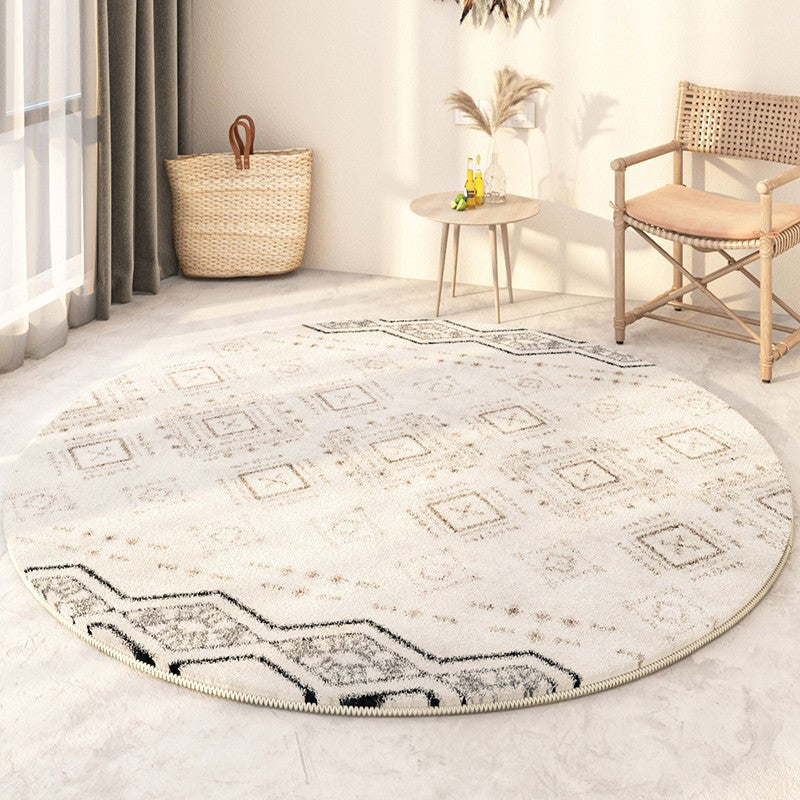 Thick Circular Modern Rugs under Sofa, Geometric Modern Rugs for Bedroom, Modern Round Rugs under Coffee Table, Abstract Contemporary Round Rugs-artworkcanvas