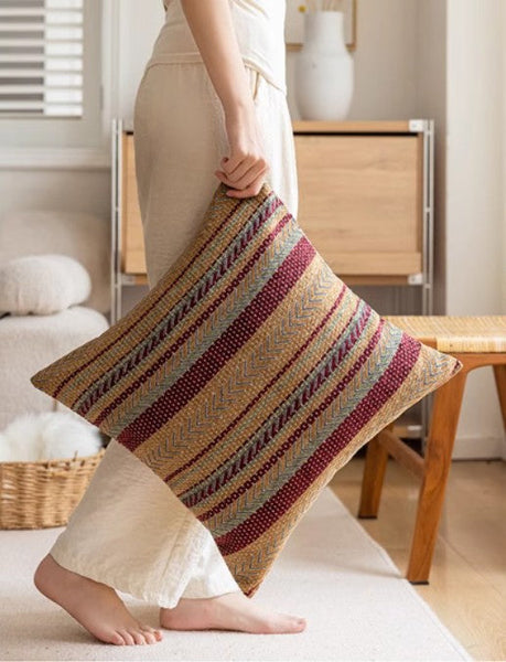 Large Decorative Throw Pillows, Traditional Rustic Sofa Pillows for Bedroom, Geometric Pattern Throw Pillow for Couch, Bohemian Decorative Sofa Pillows-artworkcanvas