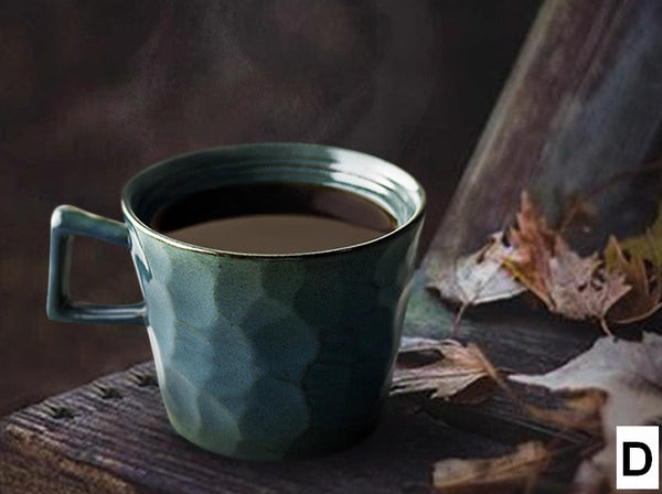 Modern Handmade Pottery Coffee Cup, Creative Brown White Black Blue Ceramic Coffee Mugs, Large Unique Tea Cup, Large Capacity Coffee Cups-artworkcanvas