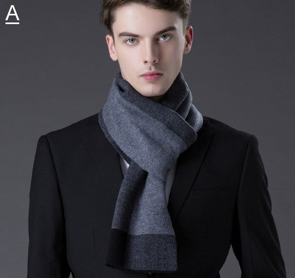 Business Casual Scarf Men, Long Thick Wool Scarf, Men's Winter Scarf, Formal Men Scarf Styles, Fashion Scarf, Christmas Gift for Men, Men's Wool Scarf Winter-artworkcanvas