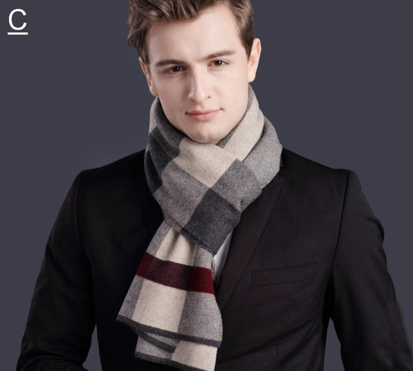 Thick Wool Scarf, Men's Winter Scarf, Formal Men Scarf Styles, Business Casual Scarf Men, Fashion Scarf, Christmas Gift for Men, Men's Wool Scarf Winter-artworkcanvas