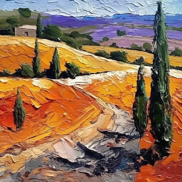 Simple Small Canvas Paintings, Original Small Landscape Paintings, Provence Flower Field Landscape Painting, Heavy Texture Canvas Art, Easy Landscape Painting Ideas-artworkcanvas