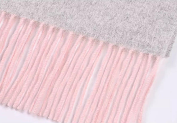 Light Gray and Dusty Rose Fashion Scarf, Christmas Gift, Gifts for Her, Long Wool Scarf, Soft Wool Scarf for Women, Warm Cape, Evening Wrap, Winter Shawl, Elegant Shawl