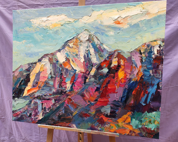 Abstract Mountain Painting, Landscape Wall Art Paintings, Custom Original Landscape Painting, Mountain Landscape Painting