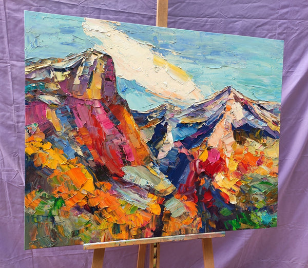 Abstract Art Landscape, Canvas Wall Art Paintings, Mountain Landscape Painting, Custom Landscape Oil Painting