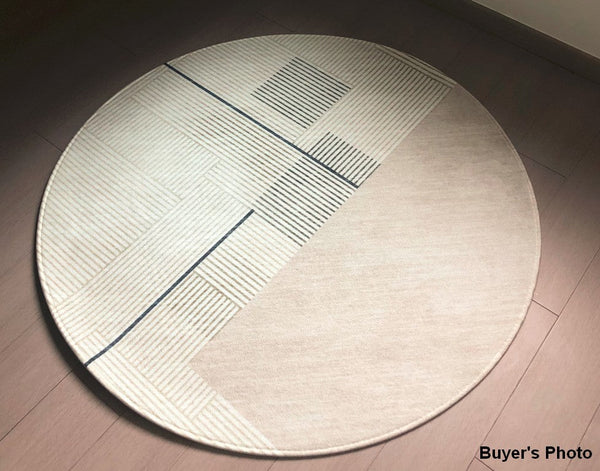 Abstract Contemporary Round Rugs under Chairs, Circular Area Rugs for Bedroom, Modern Rugs for Dining Room, Geometric Modern Rugs for Living Room-artworkcanvas