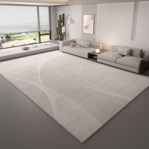 Dining Room Modern Rugs, Contemporary Floor Carpets for Living Room, Grey Geometric Modern Rugs in Bedroom, Large Modern Rugs for Sale-artworkcanvas