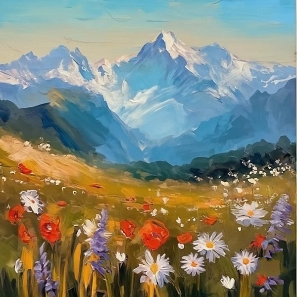 The Alps Mountain Painting, Original Small Landscape Paintings, Heavy Texture Canvas Art, Small Canvas Paintings, Easy Landscape Painting Ideas, Simple Small Canvas Paintings-artworkcanvas