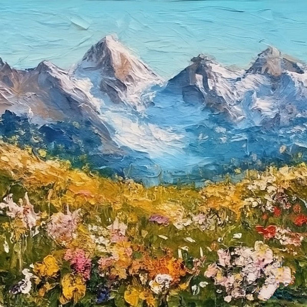 Heavy Texture Canvas Art, Small Canvas Paintings, The Alps Mountain Painting, Original Small Landscape Paintings, Easy Landscape Painting Ideas, Simple Small Canvas Paintings-artworkcanvas