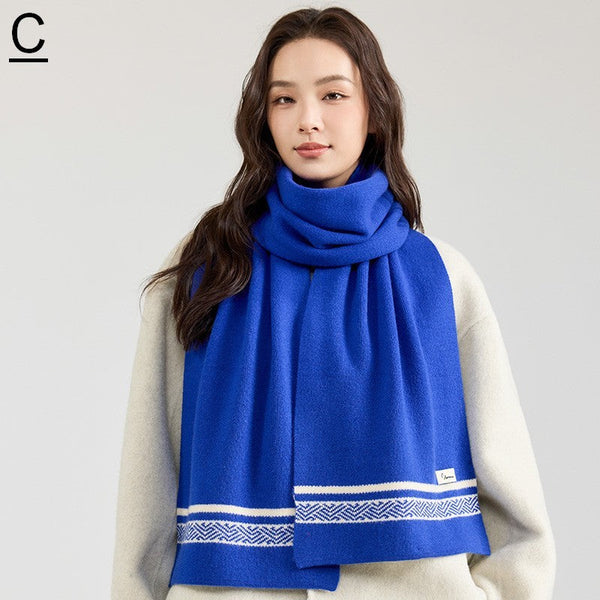 Modern Winter Scarf, Blue Casual Scarf for Women, Fashion Designer Scarf, Cold Weather Scarf, Wool Scarf for Women, Soft Cashmere Scarf for Women-artworkcanvas