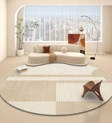 Contemporary Round Rugs, Bedroom Modern Round Rugs, Circular Modern Rugs under Dining Room Table, Geometric Modern Rug Ideas for Living Room-artworkcanvas