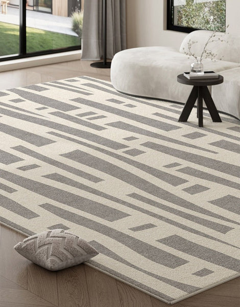 Large Modern Rugs for Living Room, Gray Geometric Area Rugs for Bedroom, Contemporary Area Rugs for Dining Room-artworkcanvas