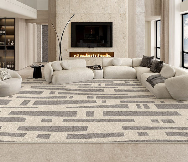 Large Modern Rugs for Living Room, Gray Geometric Area Rugs for Bedroom, Contemporary Area Rugs for Dining Room-artworkcanvas
