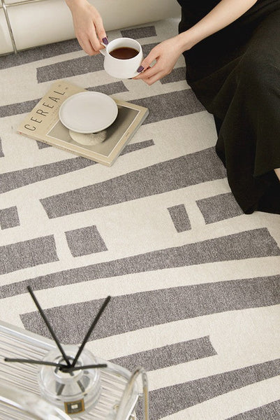 Large Modern Rugs for Living Room, Gray Geometric Area Rugs for Bedroom, Contemporary Area Rugs for Dining Room-artworkcanvas