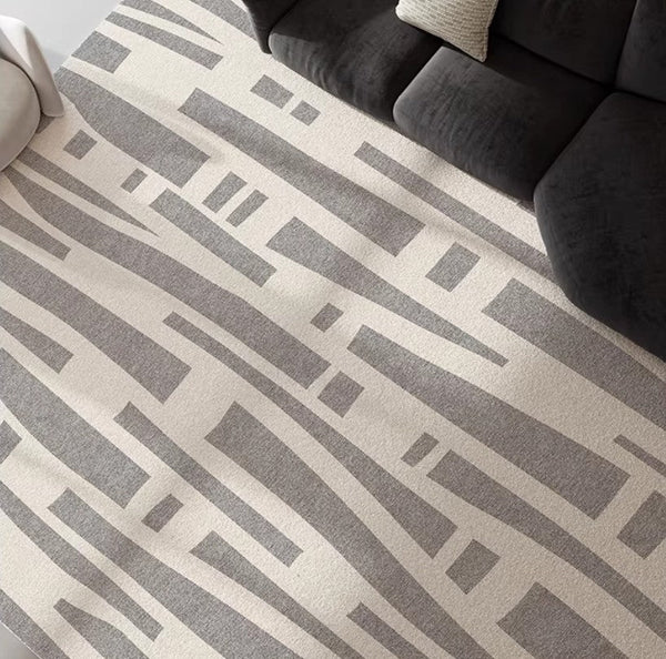 Large Modern Rugs for Living Room, Gray Geometric Area Rugs for Bedroom, Contemporary Area Rugs for Dining Room-artworkcanvas