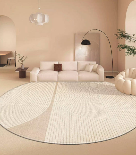 Simple Contemporary Round Rugs, Circular Modern Rugs under Dining Room Table, Bedroom Modern Round Rugs, Geometric Modern Rug Ideas for Living Room-artworkcanvas