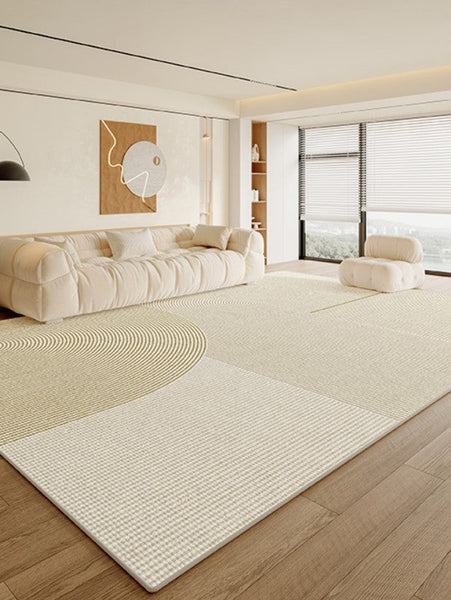 Modern Rugs under Sofa, Dining Room Floor Rugs, Abstract Contemporary Rugs for Bedroom, Modern Rugs for Office, Large Cream Color Rugs in Living Room-artworkcanvas