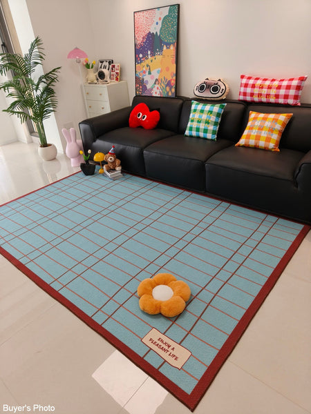 Modern Living Room Rug Ideas, Mid Century Contemporary Rugs, Geometric Modern Area Rugs, Blue Modern Rugs for Dining Room-artworkcanvas