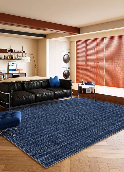 Unique Blue Modern Rugs for Dining Room, Bedroom Modern Floor Carpet, Mid Century Area Rugs, Contemporary Modern Living Room Rug Ideas-artworkcanvas