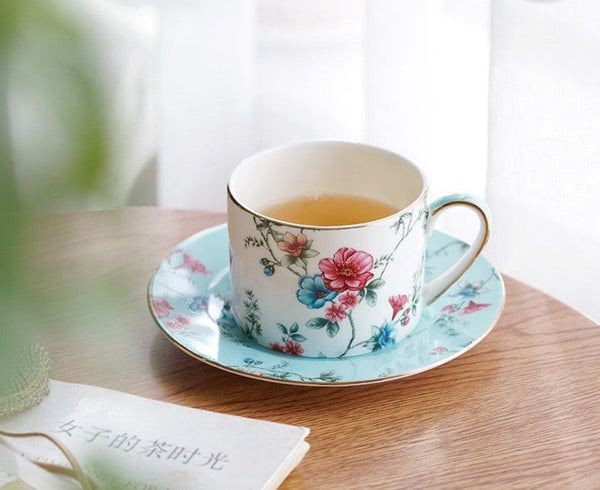 Elegant Coffee Cup, Porcelain Tea cups, British Tea Cup Set, Vintage Tea Cup Set, Afternoon Tea Cup with Saucer Set, Porcelain Coffee Cups, Coffee Cup in Gift Box-artworkcanvas