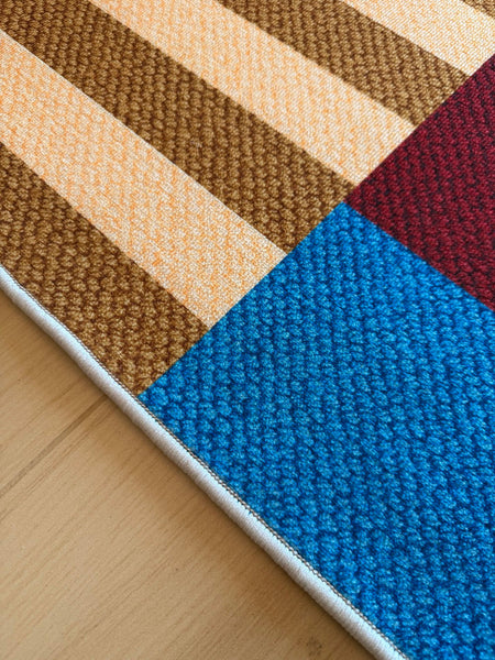 Modern Living Room Rug Ideas, Blue Mid Century Modern Rugs, Colorful Modern Rugs for Dining Room, Geometric Contemporary Area Rugs-artworkcanvas