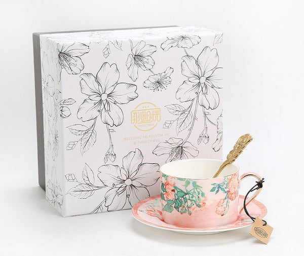 Elegant Coffee Cup, Porcelain Tea cups, British Tea Cup Set, Afternoon Tea Cup with Saucer Set, Porcelain Coffee Cups, Coffee Cup in Gift Box, Vintage Tea Cup Set-artworkcanvas