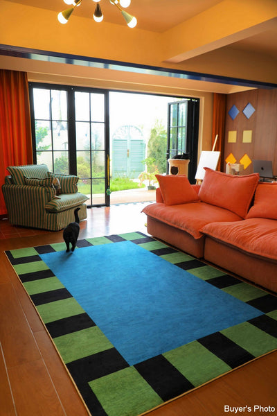 Mid Century Contemporary Rugs, Geometric Modern Rugs, Modern Living Room Rug Ideas, Colorful Area Rugs for Dining Room-artworkcanvas